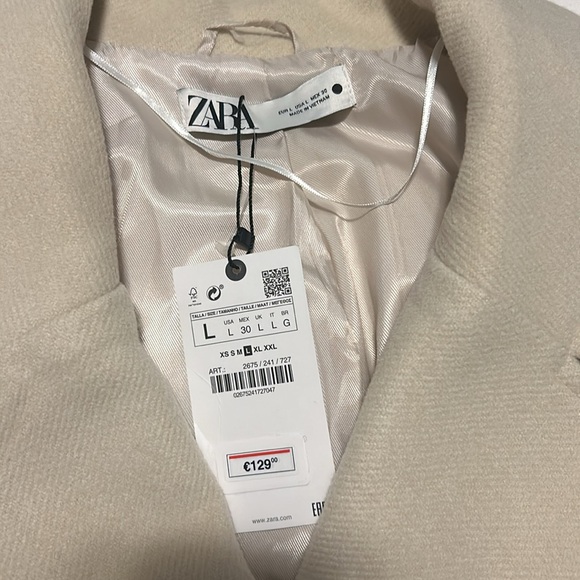 NWT ZARA Oversized Vanilla/Cream Coat with Pockets Size L, M, S - Picture 11 of 14